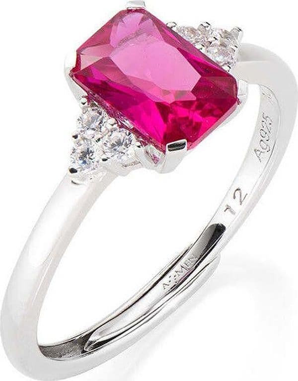 AMEN---Anello-regolabile-Princess-con-Zirconi-Rubino-e-Bianchi