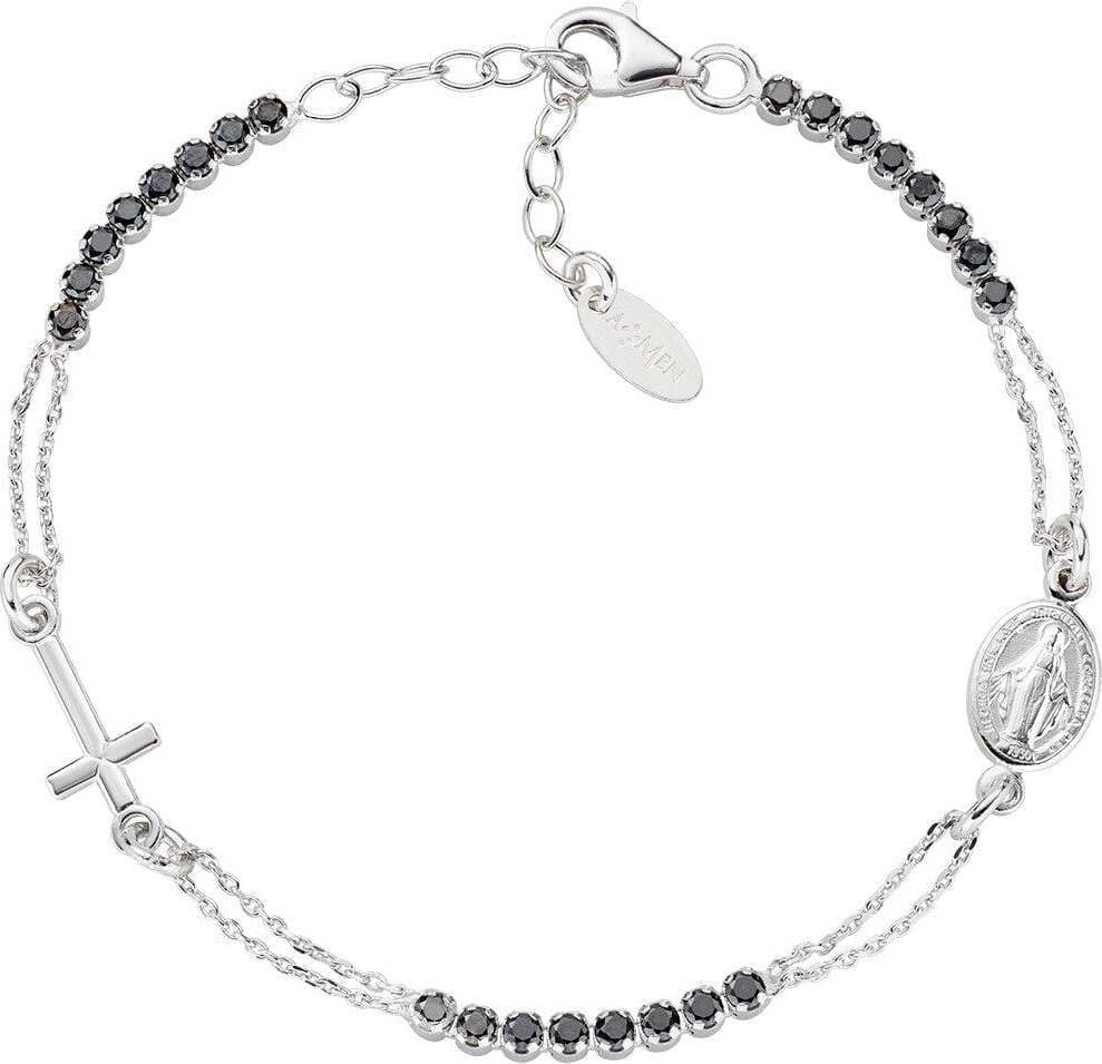 AMEN---Bracciale-Stile-Rosario-con-Tennis-Nero