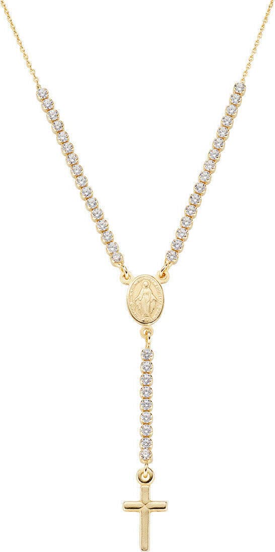 AMEN---Collana-Dorata-Stile-Rosario-con-Tennis-Bianco