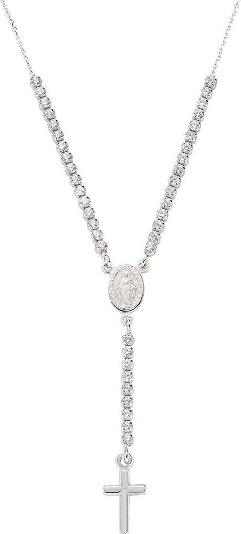 AMEN---Collana-Stile-Rosario-con-Tennis-Bianco