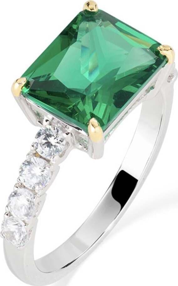 Amen-Anello-Cocktail-Rodio-Zirconi-Verde-e-Bianco