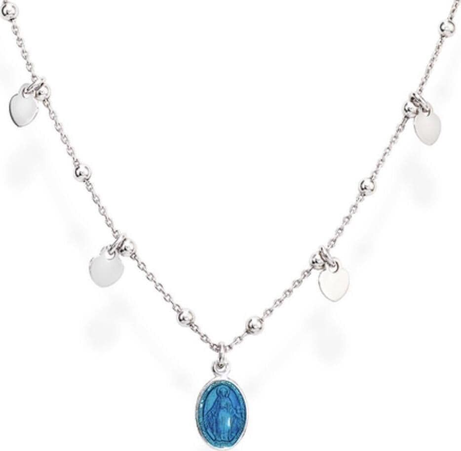 Amen-Collana-Madonnina-Smaltata-Blu-e-Cuori
