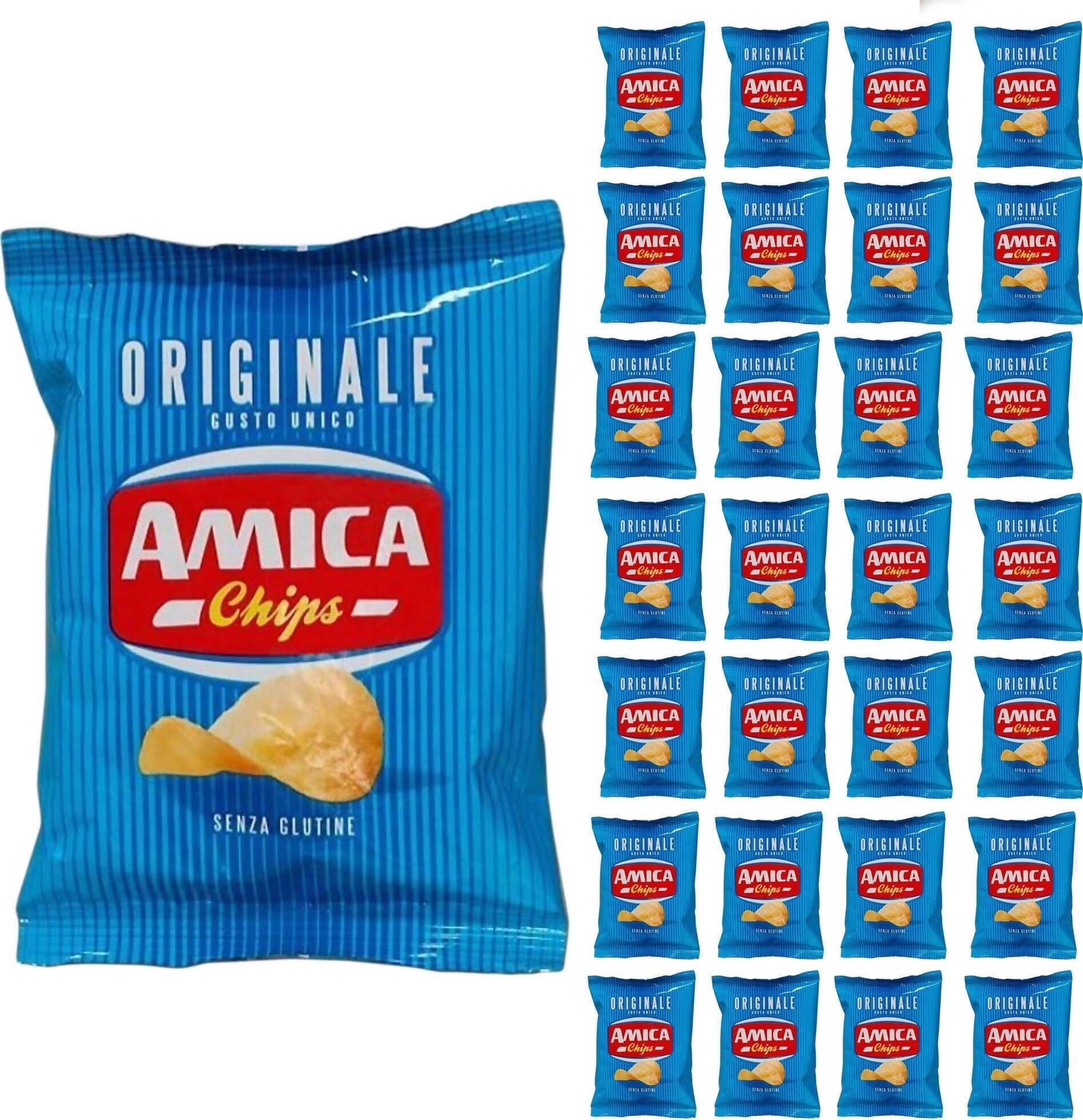 Amica Chips 28x Patatine Amica Chips Originale La Patatina Senza Glutine Gusto Originale Classica Amica Chips 25 Gr Confezione Da 28 Pezzi Alimentari e cura della casa/Snack dolci e salati/Gallette chips e cracker di riso/Chips Franco Pausa Caffè - Albano Laziale, Commerciovirtuoso.it