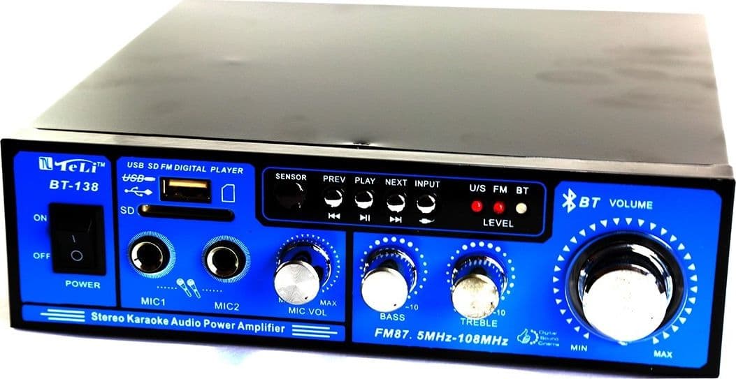 AMPLIFICATORE AUDIO 12V 220V USB Sd 2 MICROFONI MP3 FM CASA AUTO BLUETOOTH BT138 Trade Shop italia - Napoli, Commerciovirtuoso.it