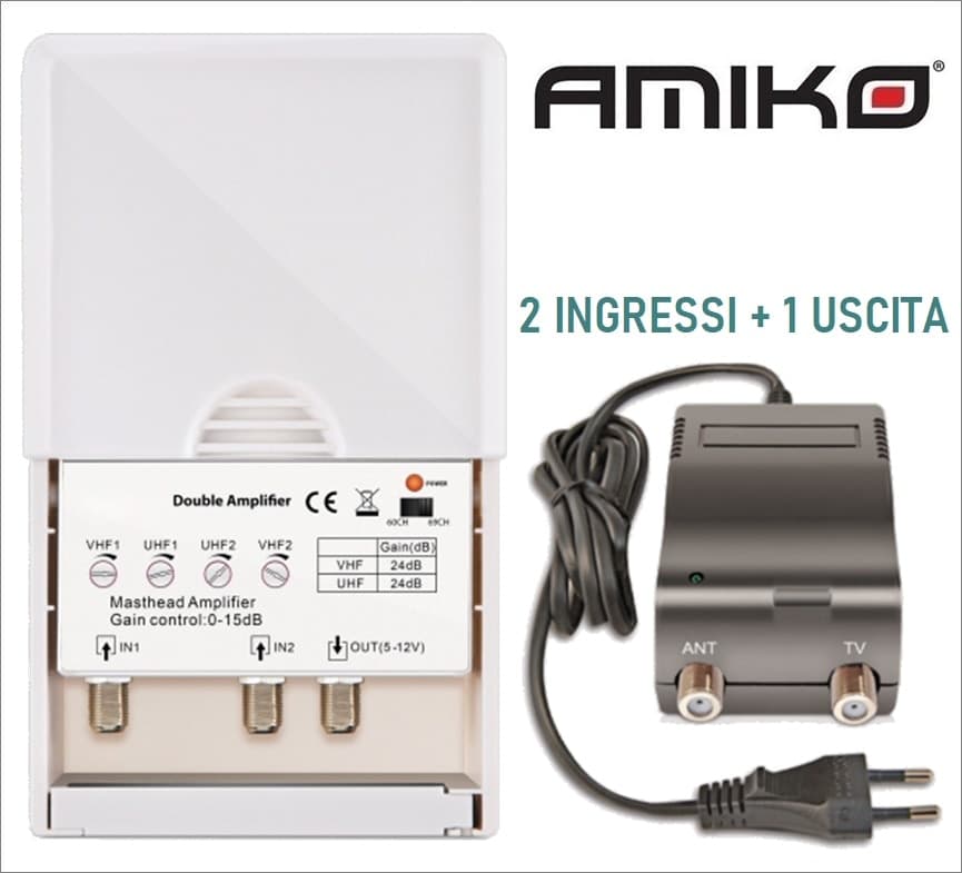 Amplificatore-da-palo-24dB-regolabile-con-filtro-4G-LTE-2-Ingressi-/-1-Uscita-AMIKO