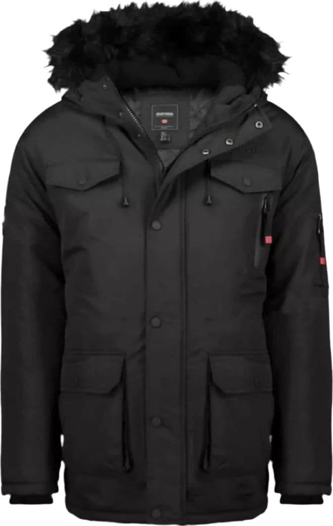 Anapurna-Norway-Parka-Uomo-Con-Cappuccio-Eco-Piumino-Imbottito-Tinta-Unita-Zip-E-Tasche-Collo-Eco-pelliccia-Rimovibile