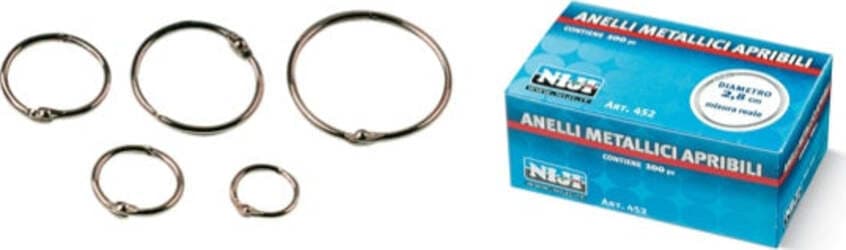 Anelli metallici - 4 cm - per rilegatura - Lebez - conf. 100 pezzi Fai da te/Ferramenta/Chiodi viti ed elementi di fissaggio/Viti/Viti di rilegatura Eurocartuccia - Pavullo, Commerciovirtuoso.it