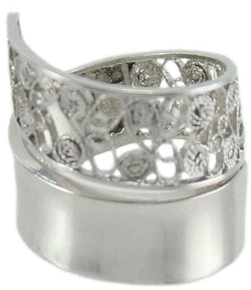 Anello fascia a nastro filigrana sarda in argento traforato e lucido in Anelli Gioielleria Saba - Dolianova, commercioVirtuoso.it