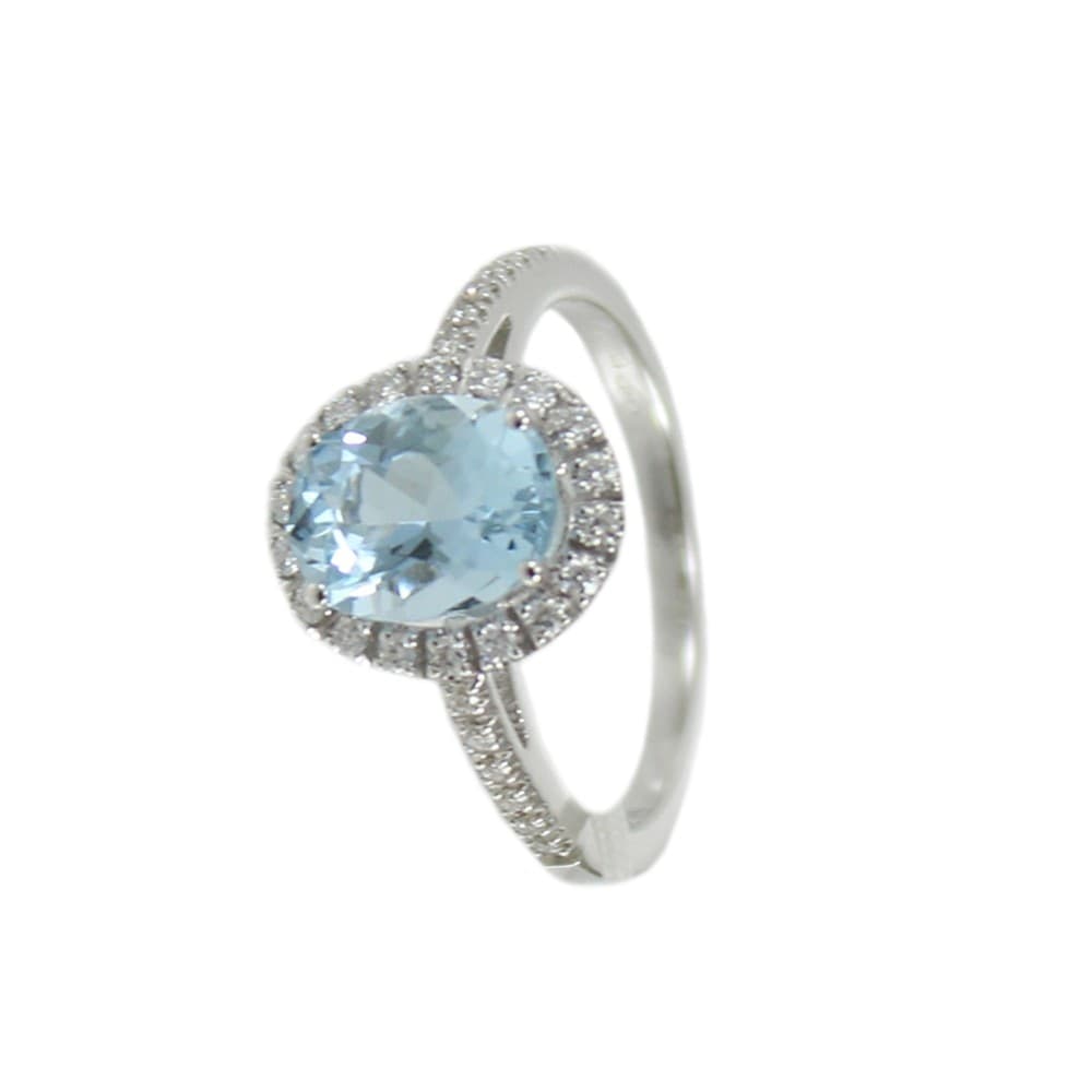 Anello donna classico Mirco Visconti in oro bianco con acquamarina e diamanti in Anelli Gioielleria Saba - Dolianova, commercioVirtuoso.it