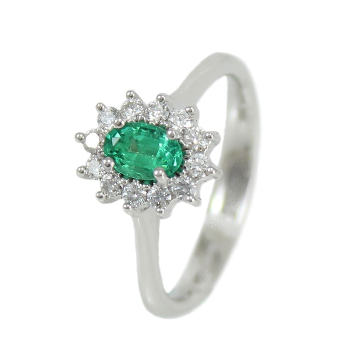 Anello donna classico Mirco Visconti in oro bianco con smeraldo e diamanti in Anelli Gioielleria Saba - Dolianova, commercioVirtuoso.it