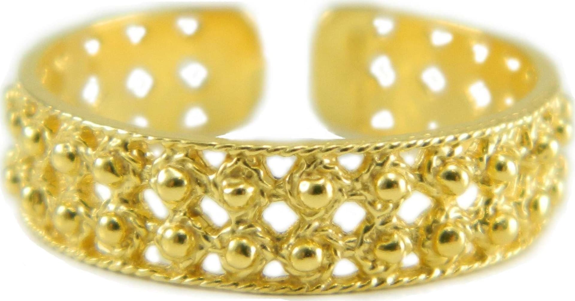 Anello fede sarda in argento dorato a due file di pallini traforata in Anelli Gioielleria Saba - Dolianova, commercioVirtuoso.it