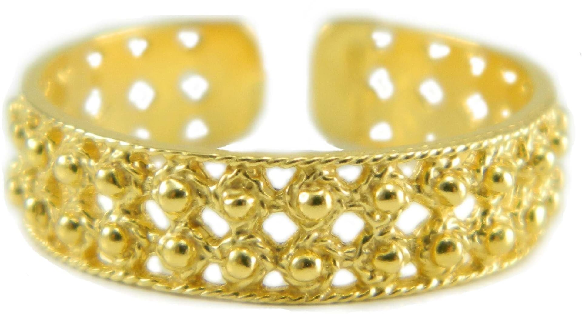 Anello fede sarda in argento dorato a due file di pallini traforata in Anelli Gioielleria Saba - Dolianova, commercioVirtuoso.it