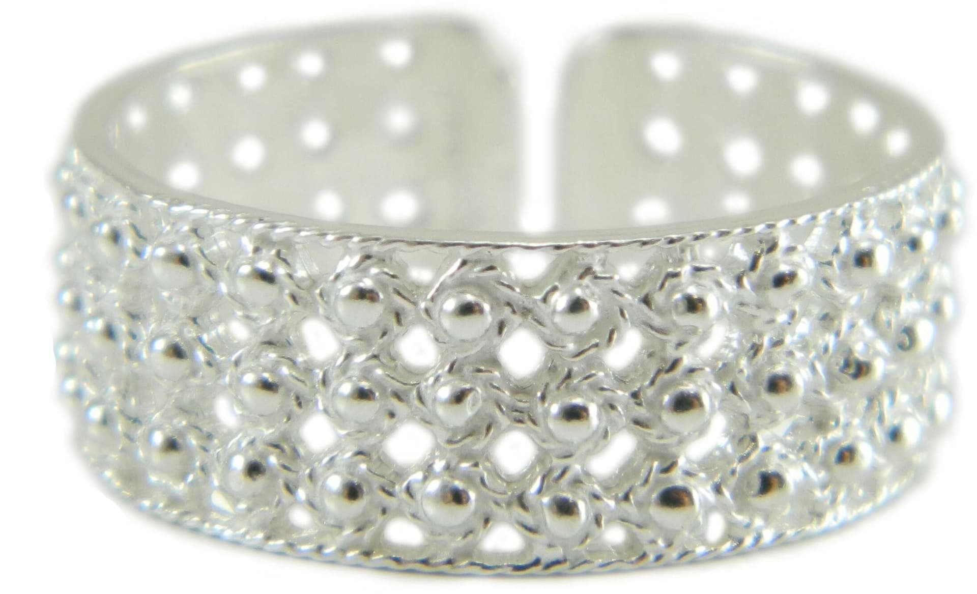 Anello fede sarda in argento tre file a pallini traforata in Anelli Gioielleria Saba - Dolianova, commercioVirtuoso.it
