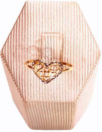 Anello donna in Oro giallo e bianco 18 Kt con cuore Gioiello per lei cuoricino traforato d'oro