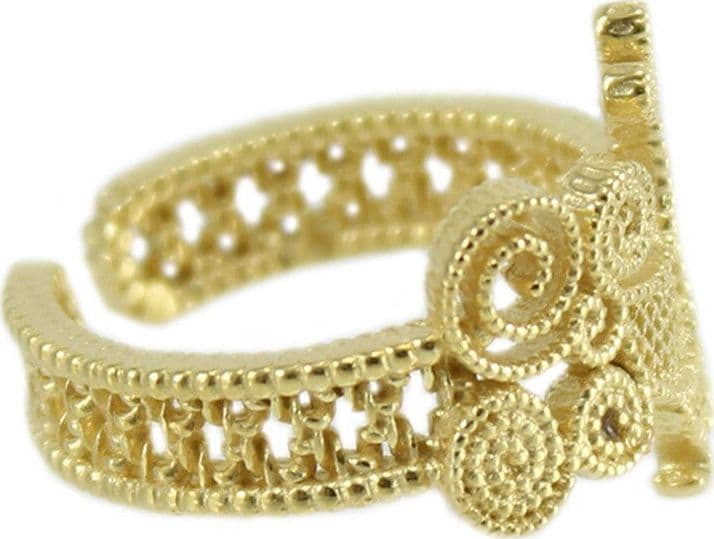Anello Donna Pavoncella Sarda in Argento Dorato – Filigrana a Fascia Aperta – Tradizione Sardegna in Anelli Gioielleria Saba - Dolianova, commercioVirtuoso.it