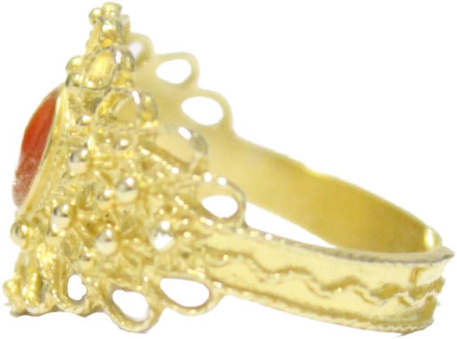 Fede sarda campidanese con corallo aperta argento dorato traforata Misura Regolabile in Anelli Gioielleria Saba - Dolianova, commercioVirtuoso.it