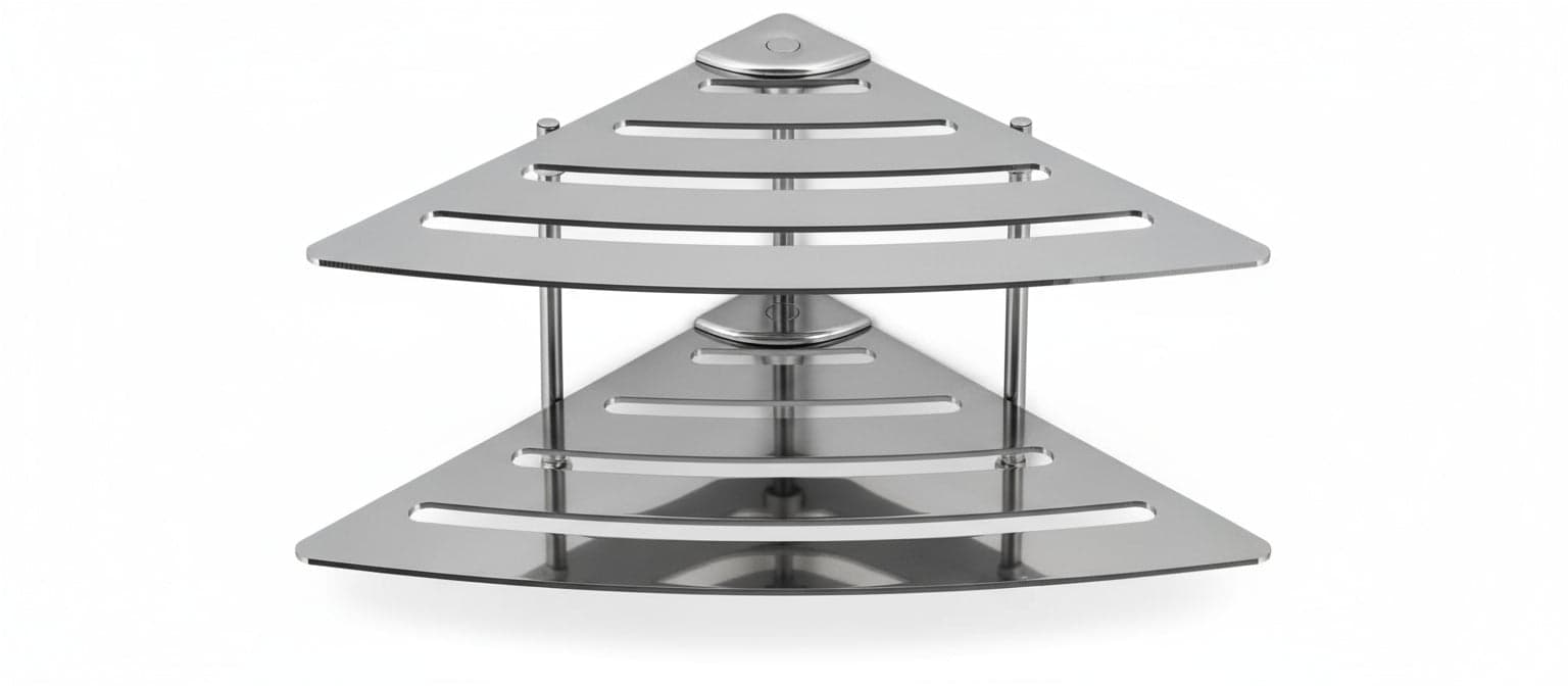 Angolare Doccia in Acciaio Inox Serie Point 1 Mensola Ad Angolo per Doccia Made in Italy Design Moderno in Mensole Arca Concept - Brescia, commercioVirtuoso.it