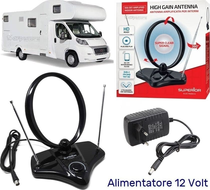 Antenna Digitale Terrestre Amplificata per interni NAI-001 SUPERIOR