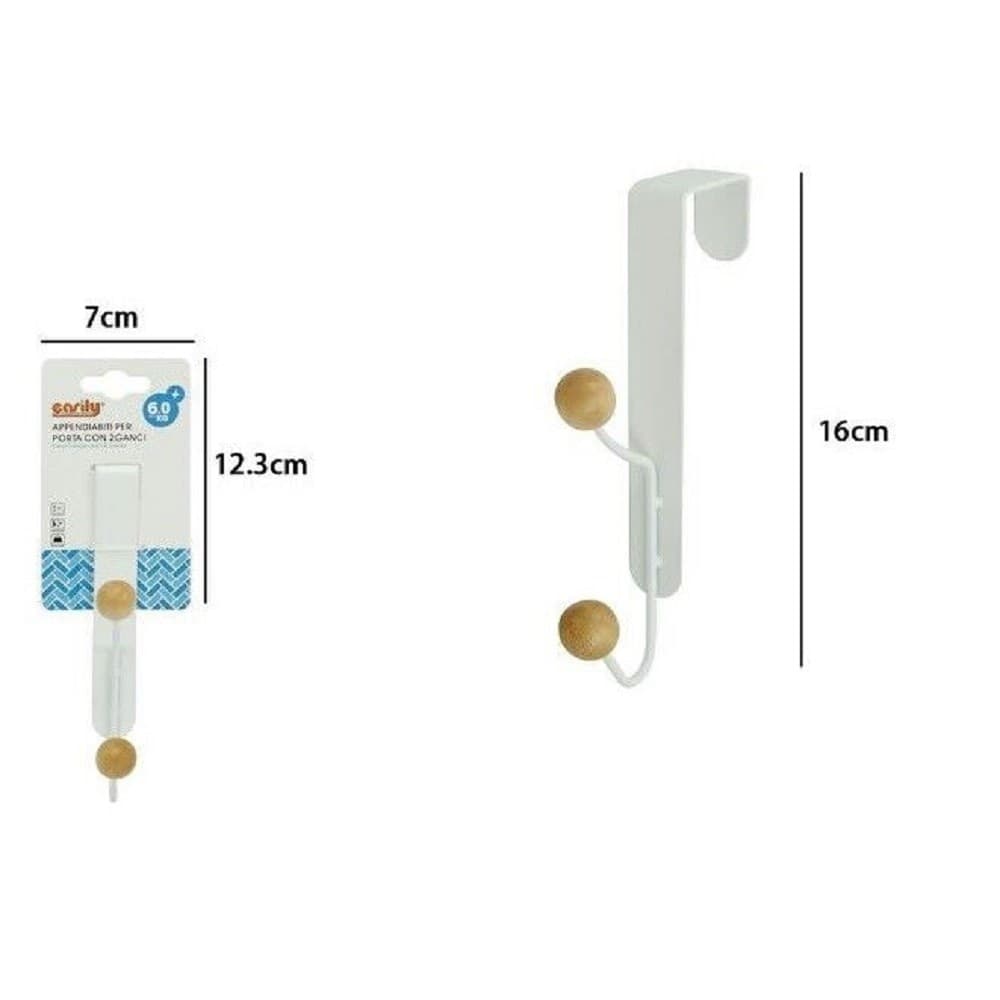 Appendiabiti Appendino Da Porta Metallo Bianco Palline Legno 2 Posti Ganci 79553 Casa, arredamento e bricolage > Arredamento > Attaccapanni Trade Shop italia - Napoli, Commerciovirtuoso.it