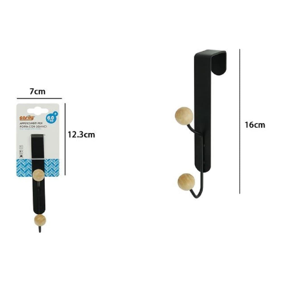 Appendiabiti Appendino Da Porta Metallo Nero Palline Legno 2 Posti Ganci 79558 Casa, arredamento e bricolage > Arredamento > Attaccapanni Trade Shop italia - Napoli, Commerciovirtuoso.it