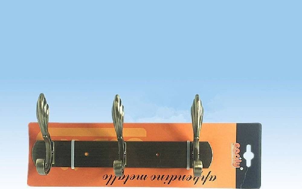 Appendini-Appendi-Panni-Abiti-Asciugamani-Parete-Ottone-Bronzo-3-Posti-52721a
