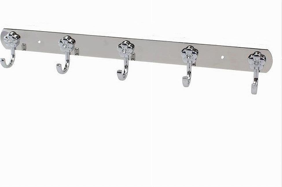 Appendino-Con-5-Ganci-Fiori-Parete-Multiuso-Acciaio-Viti-45x7.5-Cm-52674-Appendi