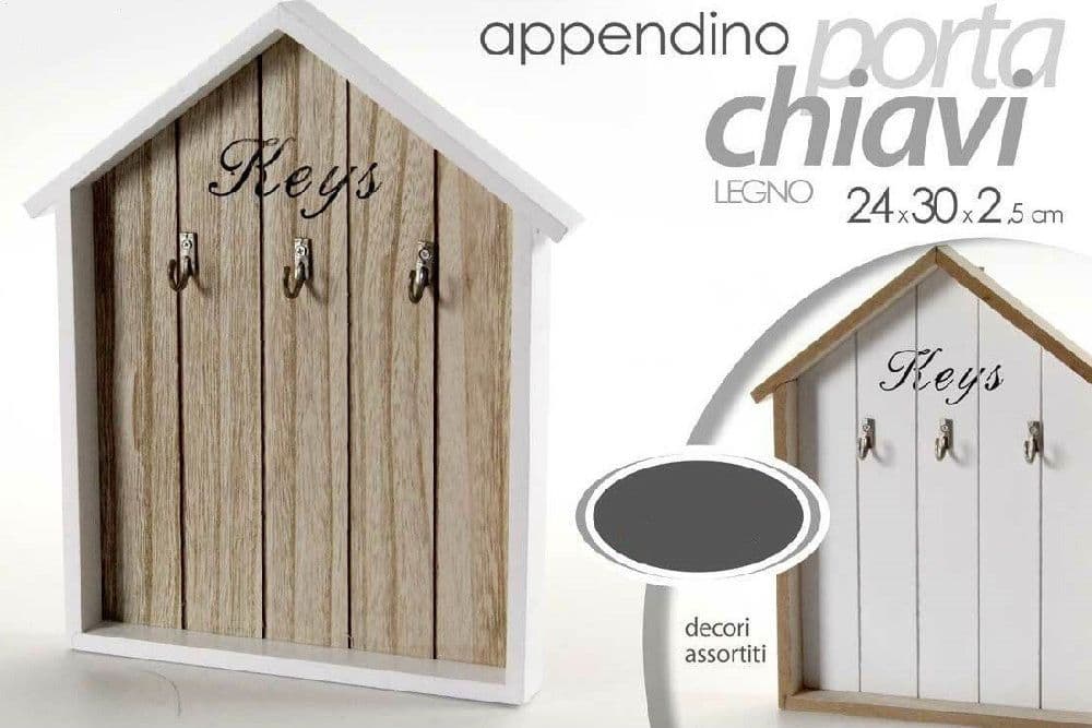 Appendino Porta Chiavi Key Parete 3 Ganci Legno 24x30x2,5 Cm Decori Ass. 762574 Casa e cucina/Arredamento/Ingresso/Portachiavi da parete Trade Shop italia - Napoli, Commerciovirtuoso.it