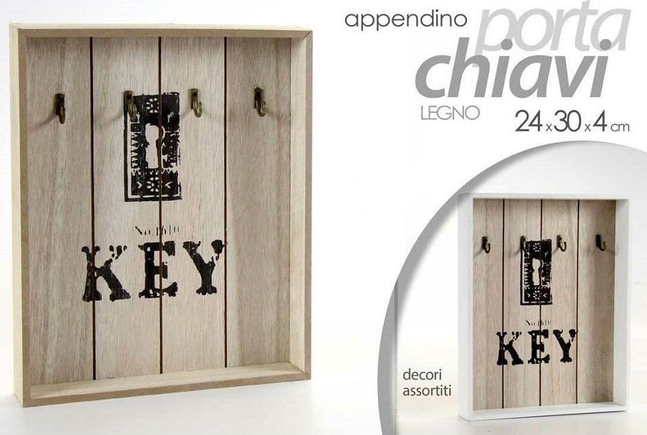 Appendino Porta Chiavi Parete Key Con Ganci In Legno 24x4x30cm Decori Ass 762338 Casa e cucina/Arredamento/Ingresso/Portachiavi da parete Trade Shop italia - Napoli, Commerciovirtuoso.it