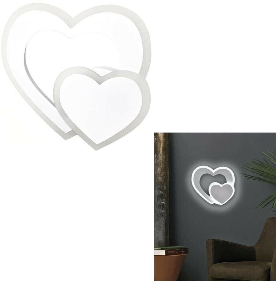 Applique A Forma Di Cuore 2 Cuori In Vetro A Parete Luce Bianca Lampada Led 12 W Universo in Applique GloriaShopOnline - San Prisco, commercioVirtuoso.it