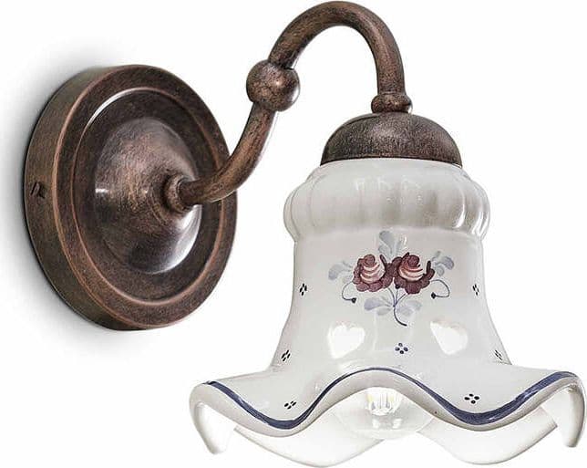 Applique-Classica-Chieti-Metallo-E-Ceramica-Nero-Sfumato-Rame-1-Luce-E14
