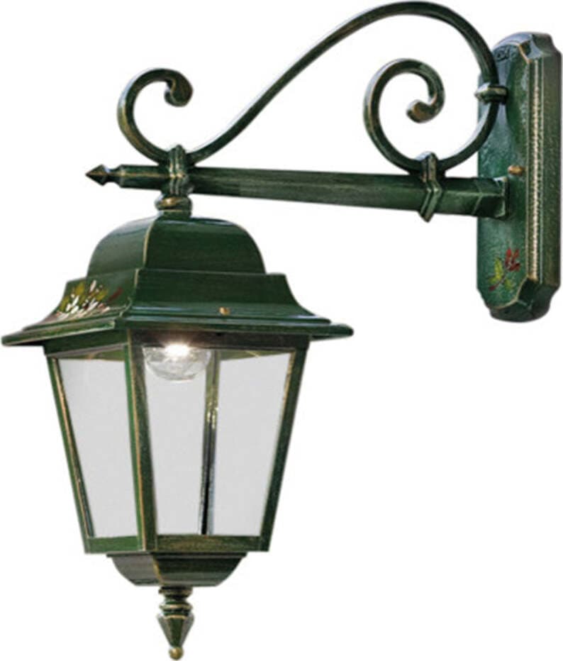 Applique-Classica-Esterno-Gorizia-Metallo-Ceramica-Verde-Sfumato-Oro-1-Luce-E27