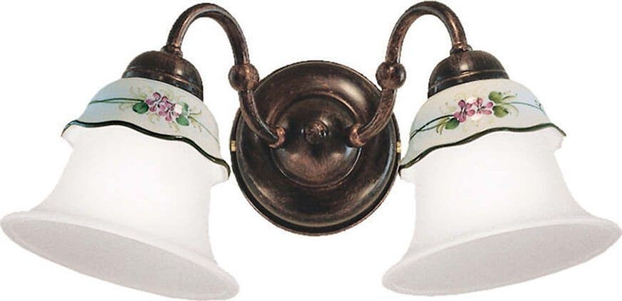 Applique-Classica-Ferrara-Metallo-E-Ceramica-Nero-Sfumato-Rame-2-Luci-E14