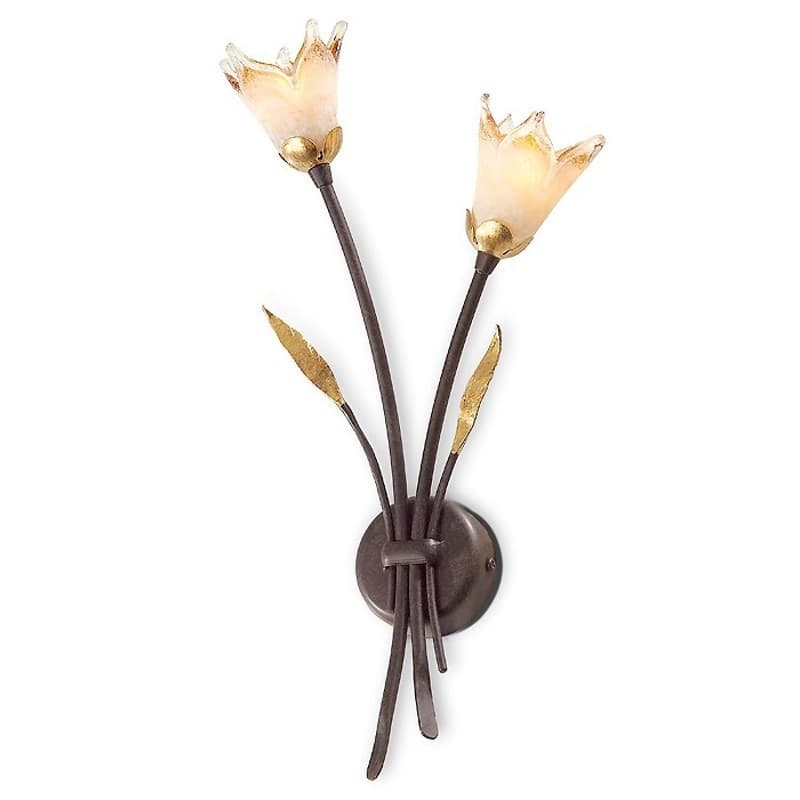 Applique-classica-Flami-ORCHIDEA-6303-A2F-G9-LED-ferro-vetro-lampada-parete