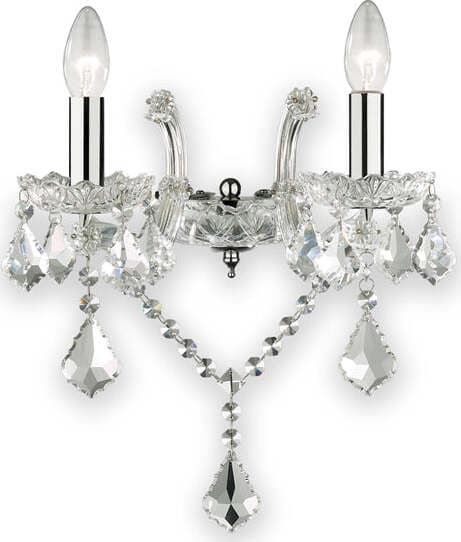 Applique-Classica-Florian-Metallo-Cristallo-Cromo-2-Luci-E14
