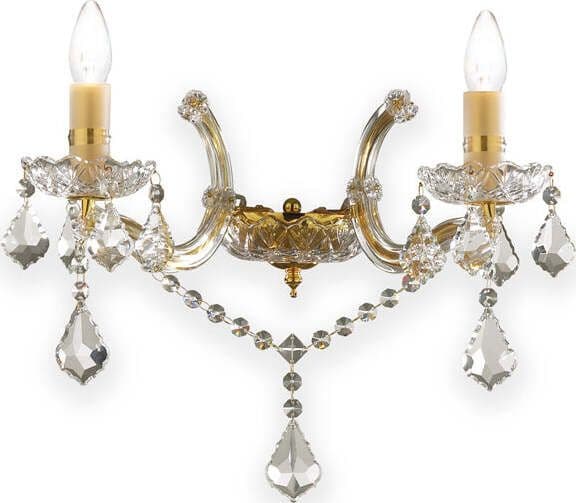 Applique-Classica-Florian-Metallo-Cristallo-Oro-2-Luci-E14
