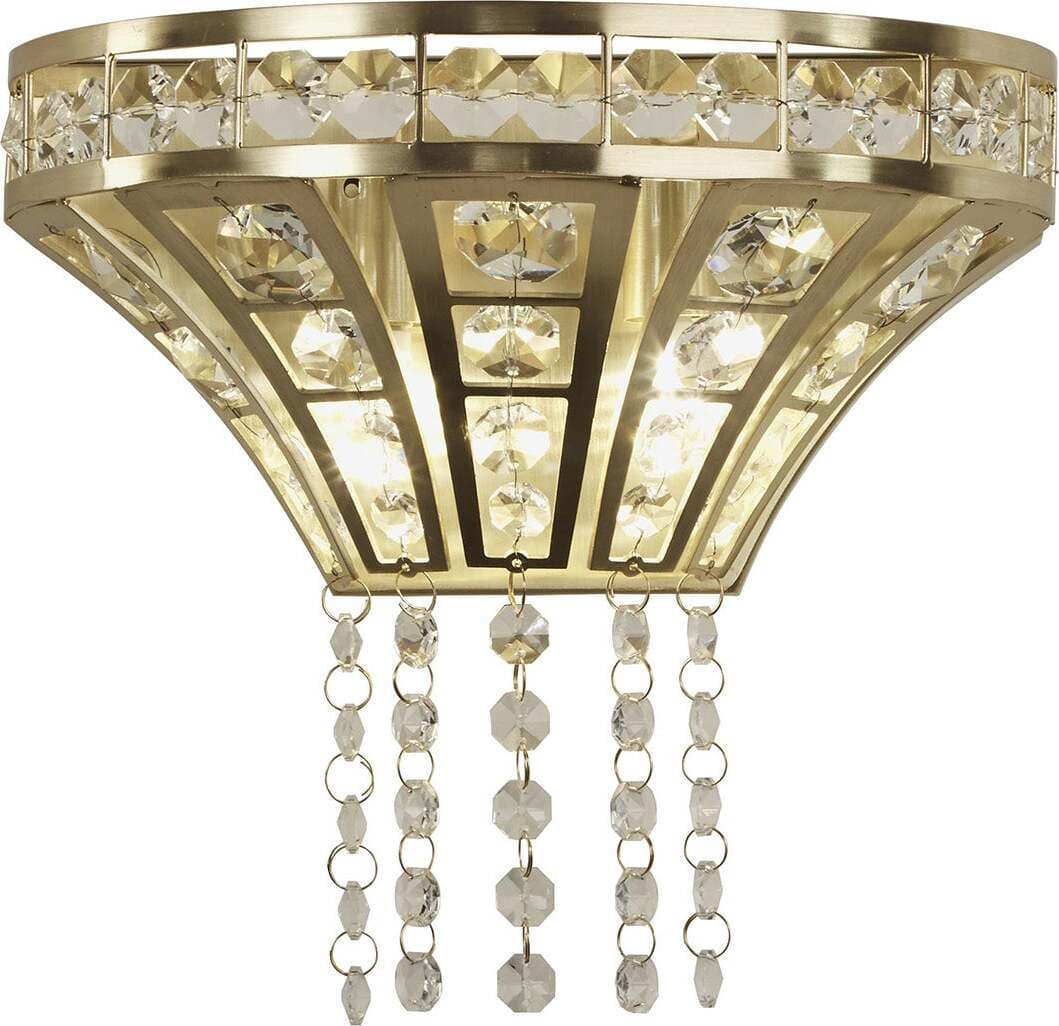 Applique-Classica-Gemma-Acciaio-Ottone-Cristallo-2-Luci-G9