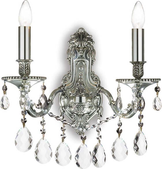 Applique-Classica-Gioconda-Metallo-Cristallo-Argento-2-Luci-E14