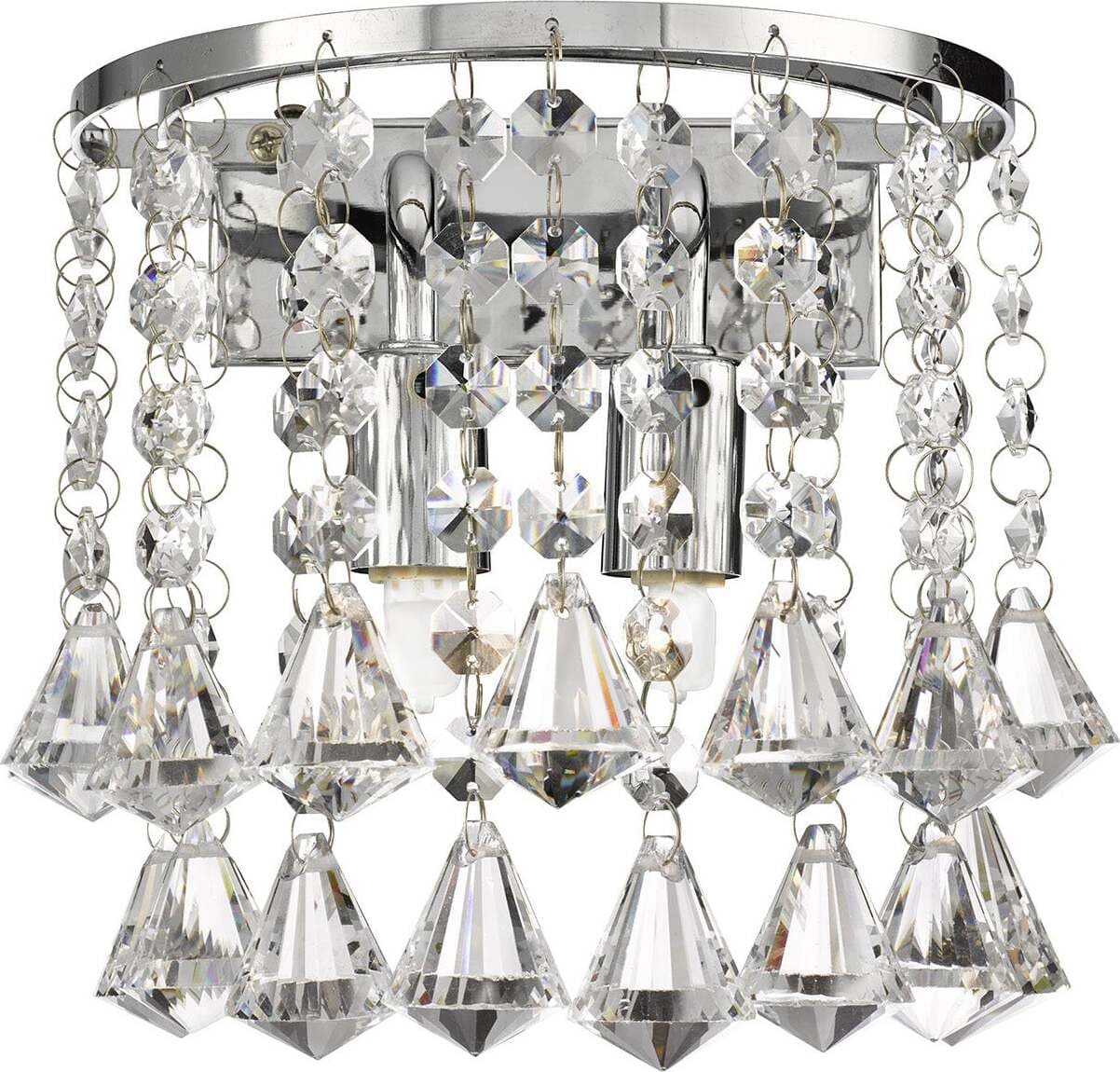 Applique-Classica-Hanna-Acciaio-Cromo-Vetro-Trasparente-2-Luci-G9