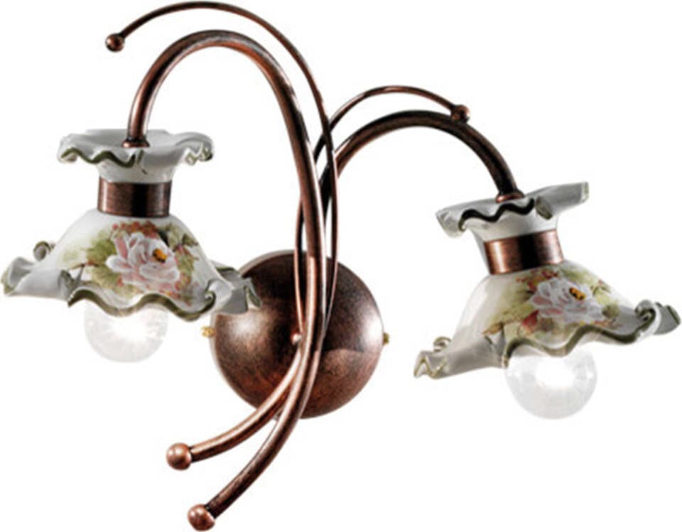 Applique-Classica-Milano-Metallo-E-Ceramica-Nero-Sfumato-Rame-2-Luci-E14