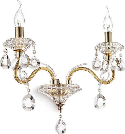Applique-Classica-Negresco-Metallo-Cristallo-Oro-2-Luci-E14