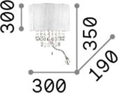 Applique-Classica-Opera-Metallo-Cristallo-Bianco-3-Luci-E14+1,5W-3000K