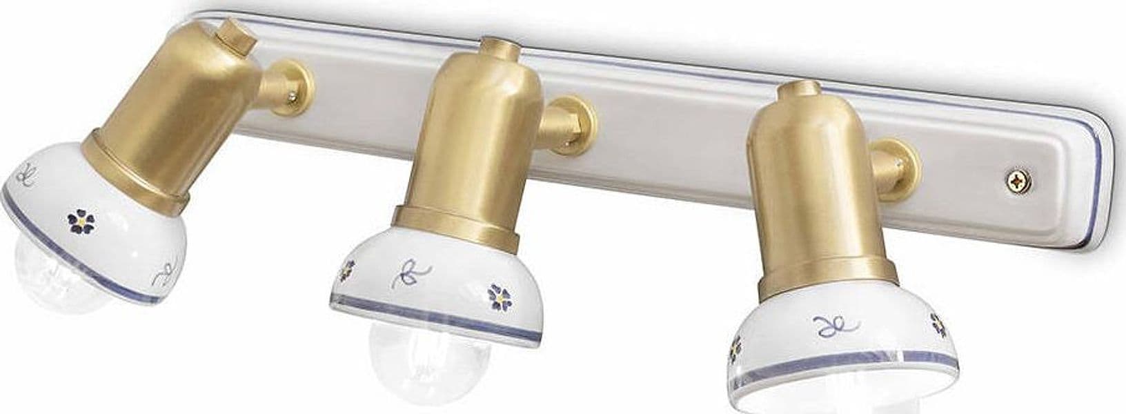 Applique-Classica-Savona-Ceramica-E-Ottone-Satinato-Decorato-Filo-Blu-3-Luci-E14