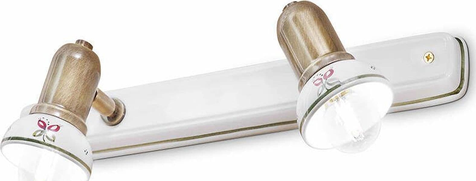 Applique-Classica-Savona-Metallo-E-Ceramica-Ottone-Brunito-2-Luci-E14