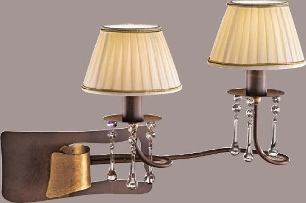 Applique-classico-FALB-illuminazione-ATHENE-AH31-E14-LED-metallo-tessuto-lampada-parete