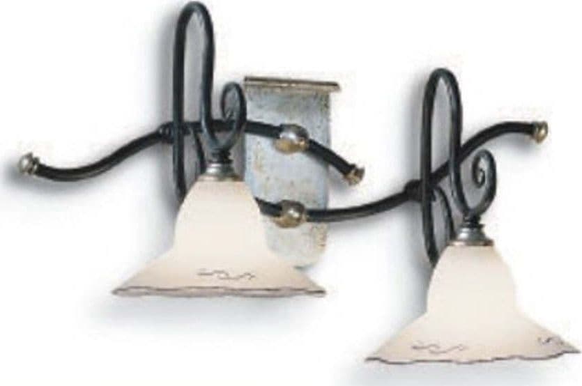 Applique-classico-FALB-illuminazione-COUNTRY-LINE-1814-E14-LED-metallo-vetro-lampada-parete