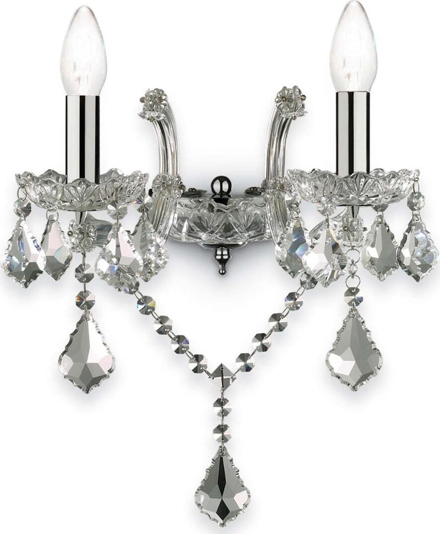Applique-classico-Ideal-Lux-FLORIAN-AP2-CROMO-035642-E14-LED-cristallo-lampada-parete