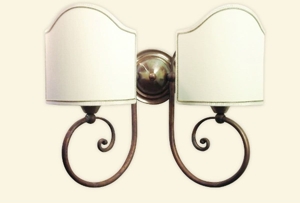 Applique-classico-Lampadari-Bartalini-LEO-AP2-E27-LED-tessuto-ottone-lampada-parete