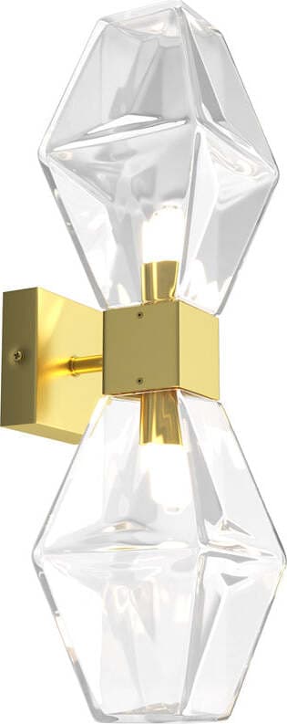 Applique-Contemporanea-Coctail-Time-Metallo-Oro-2-Luci-Diffusori-Trasparente