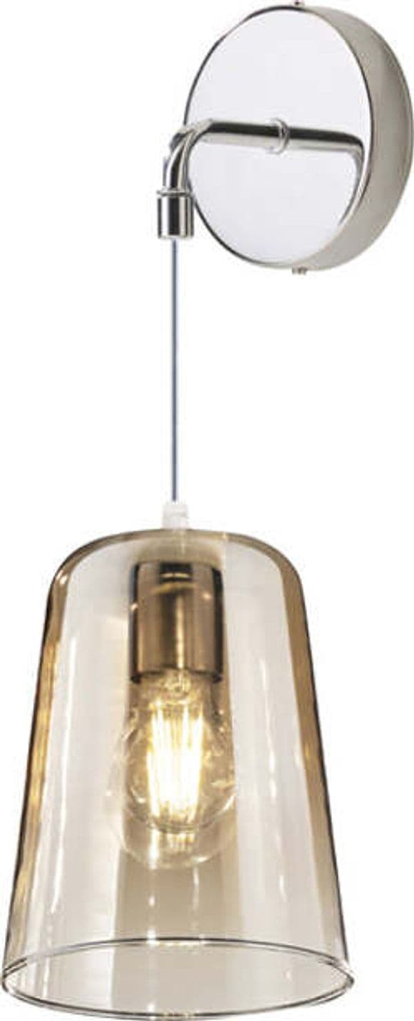Applique-Contemporanea-Con-Cavo-Shaded-Metallo-Cromo-Vetro-Ambra-1-Luce-E27