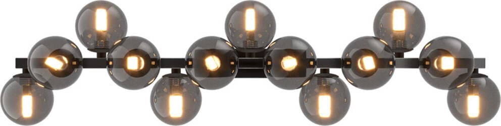 Applique-Contemporanea-Dallas-Metallo-Nero-13-Luci-Diffusore-Vetro-Specchiato